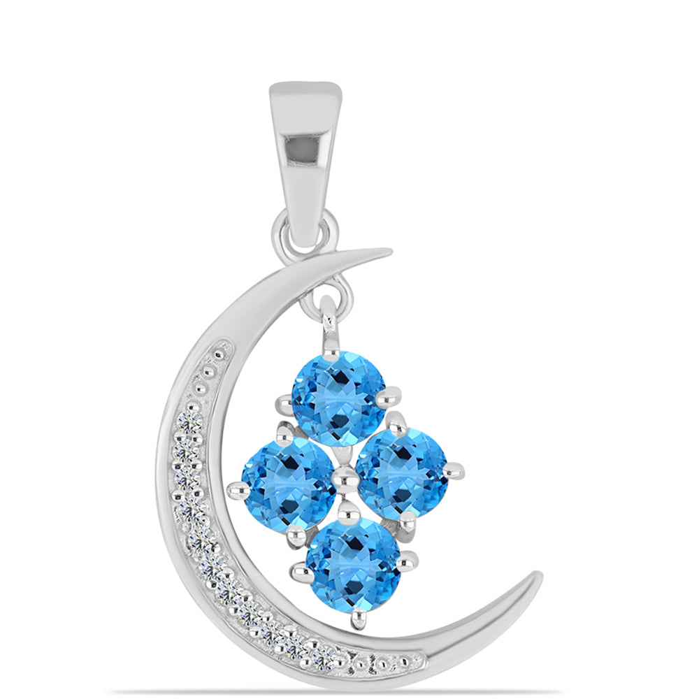 Pandantiv din Argint 925 ( 2.28 grame ) cu Topaz Swiss Blue și Topaz Alb 1.33 Carate 1 