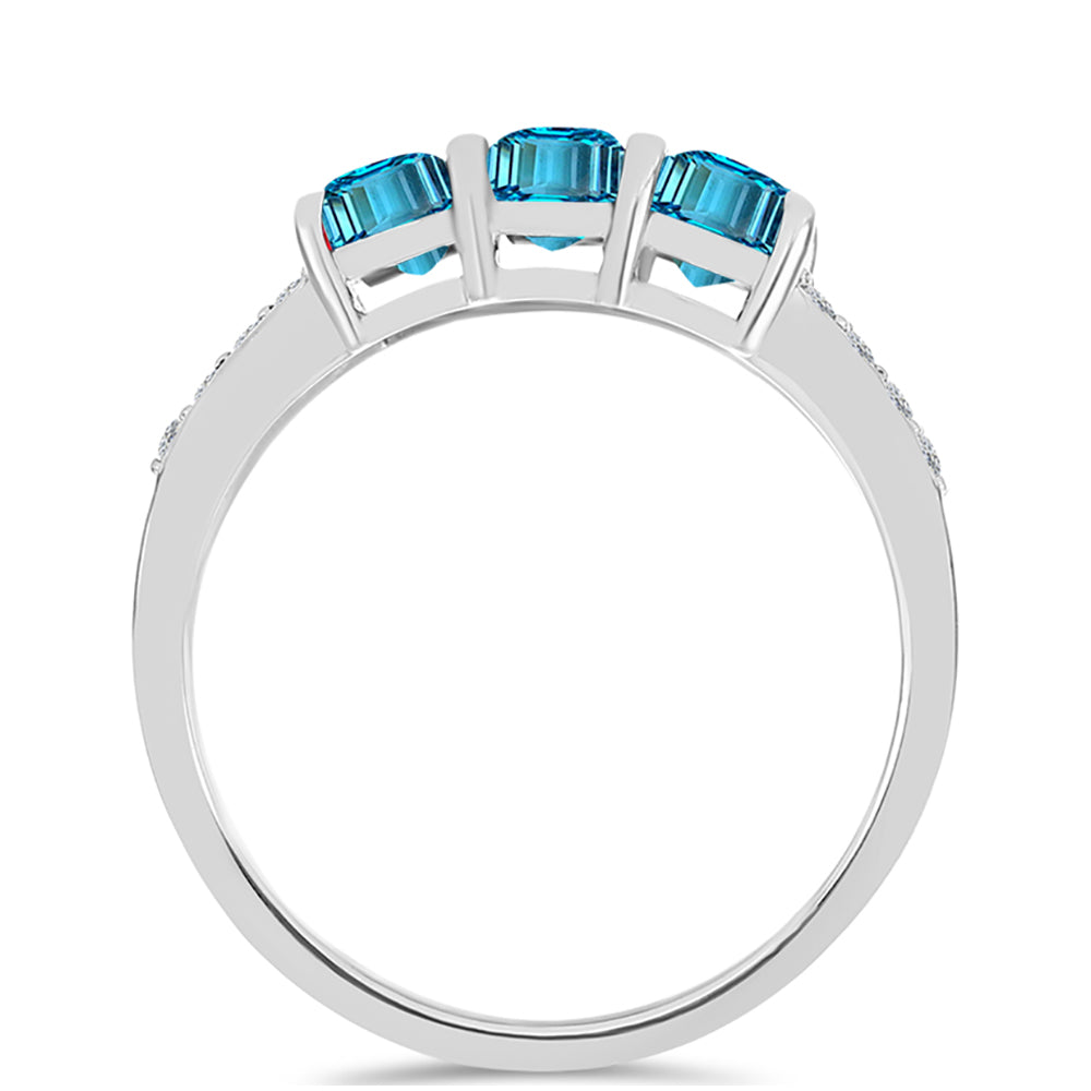 Inel din Argint 925 ( 2.62 grame ) cu Topaz Swiss Blue și Topaz Alb 2.4 Carate 2 