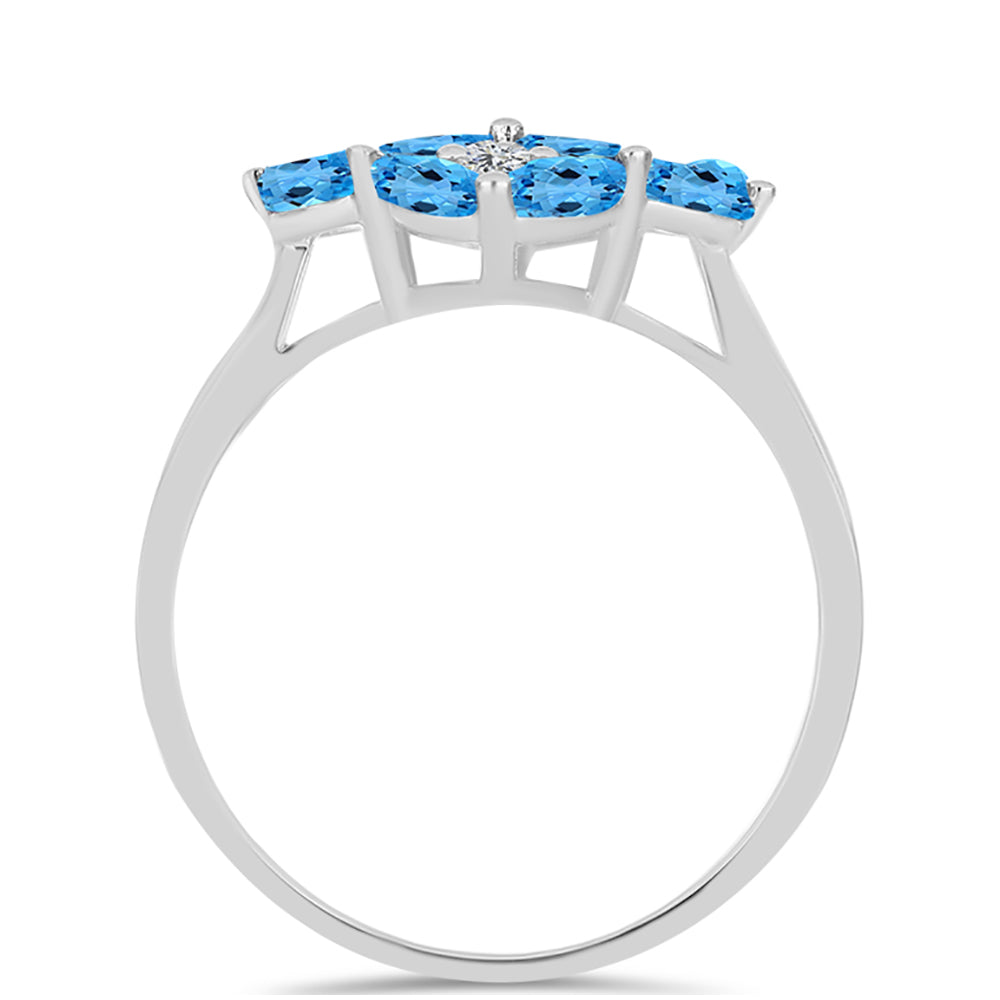 Inel din Argint 925 ( 2.6 grame ) cu Topaz Swiss Blue și Topaz Alb 2.33 Carate 2 