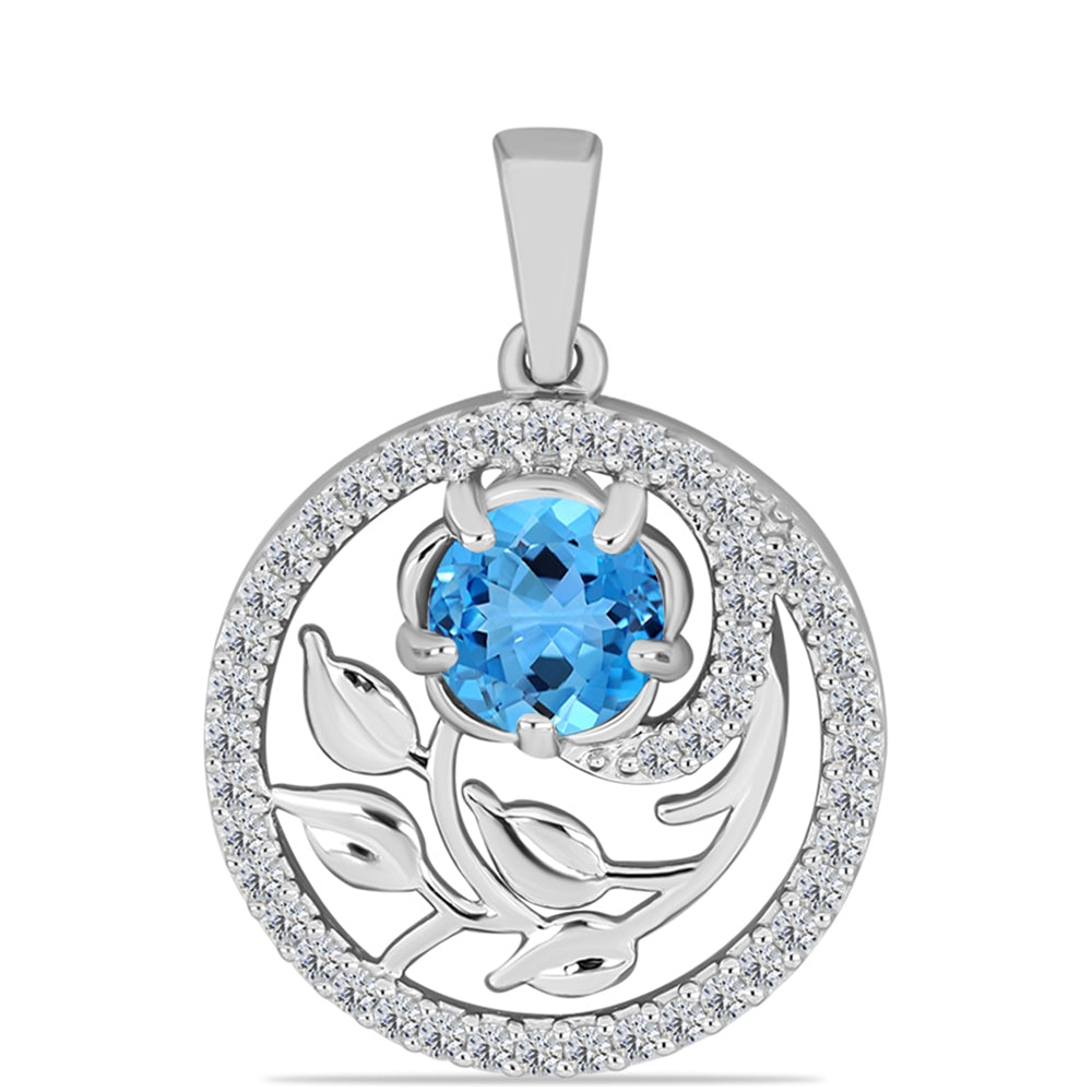 Pandantiv din Argint 925 ( 2.41 grame ) cu Topaz Swiss Blue și Topaz Alb 1.3 Carate 1 