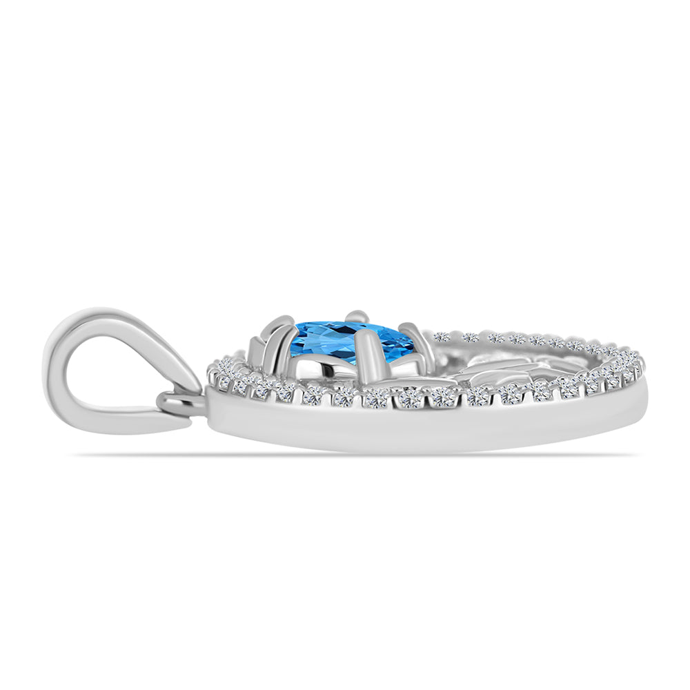 Pandantiv din Argint 925 ( 2.41 grame ) cu Topaz Swiss Blue și Topaz Alb 1.3 Carate 2 