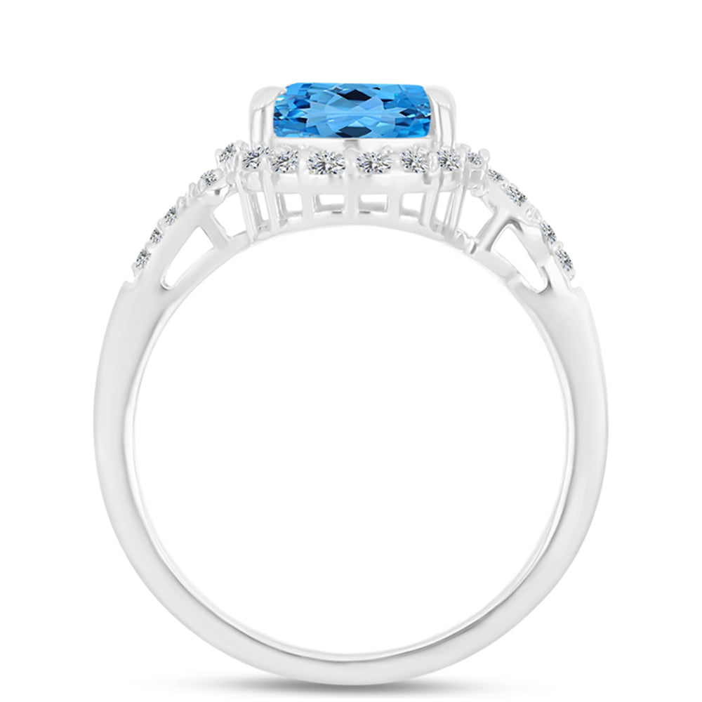 Inel din Argint 925 ( 2.79 grame ) cu Topaz Swiss Blue și Topaz Alb 3.31 Carate 2 