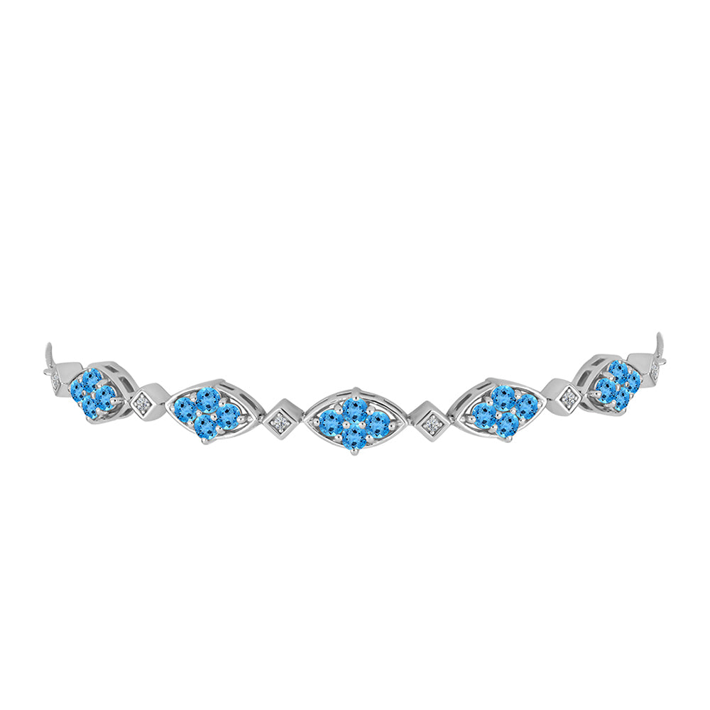 Brățară din Argint 925 ( 7.79 grame ) cu Topaz Swiss Blue și Topaz Alb 3.02 Carate