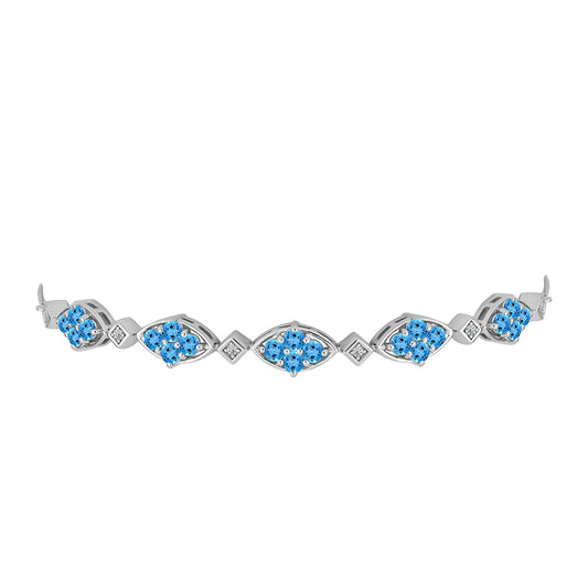Brățară din Argint 925 ( 7.79 grame ) cu Topaz Swiss Blue și Topaz Alb 3.02 Carate