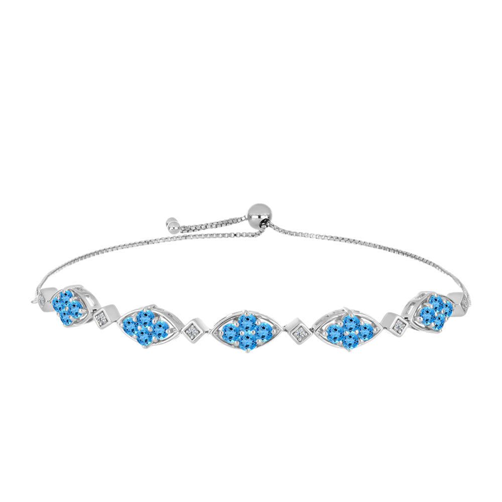 Brățară din Argint 925 ( 7.79 grame ) cu Topaz Swiss Blue și Topaz Alb 3.02 Carate 1 