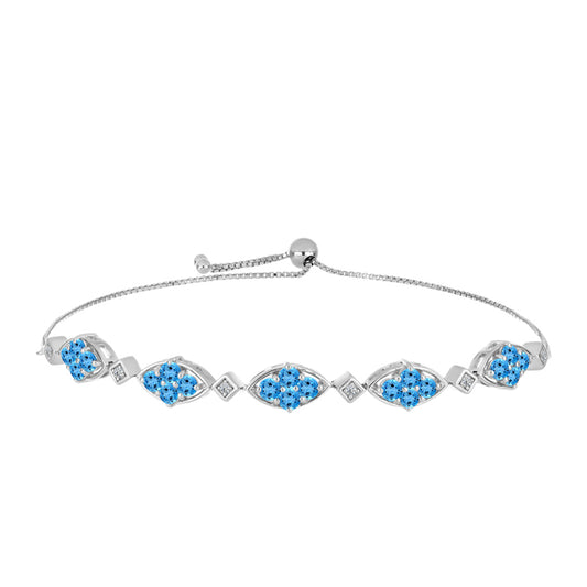 Brățară din Argint 925 ( 7.79 grame ) cu Topaz Swiss Blue și Topaz Alb 3.02 Carate