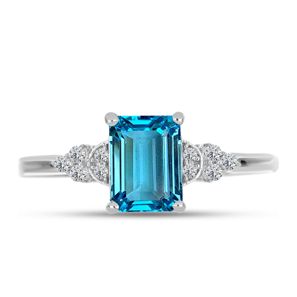 Inel din Argint 925 ( 1.97 grame ) cu Topaz Swiss Blue și Topaz Alb 1.74 Carate