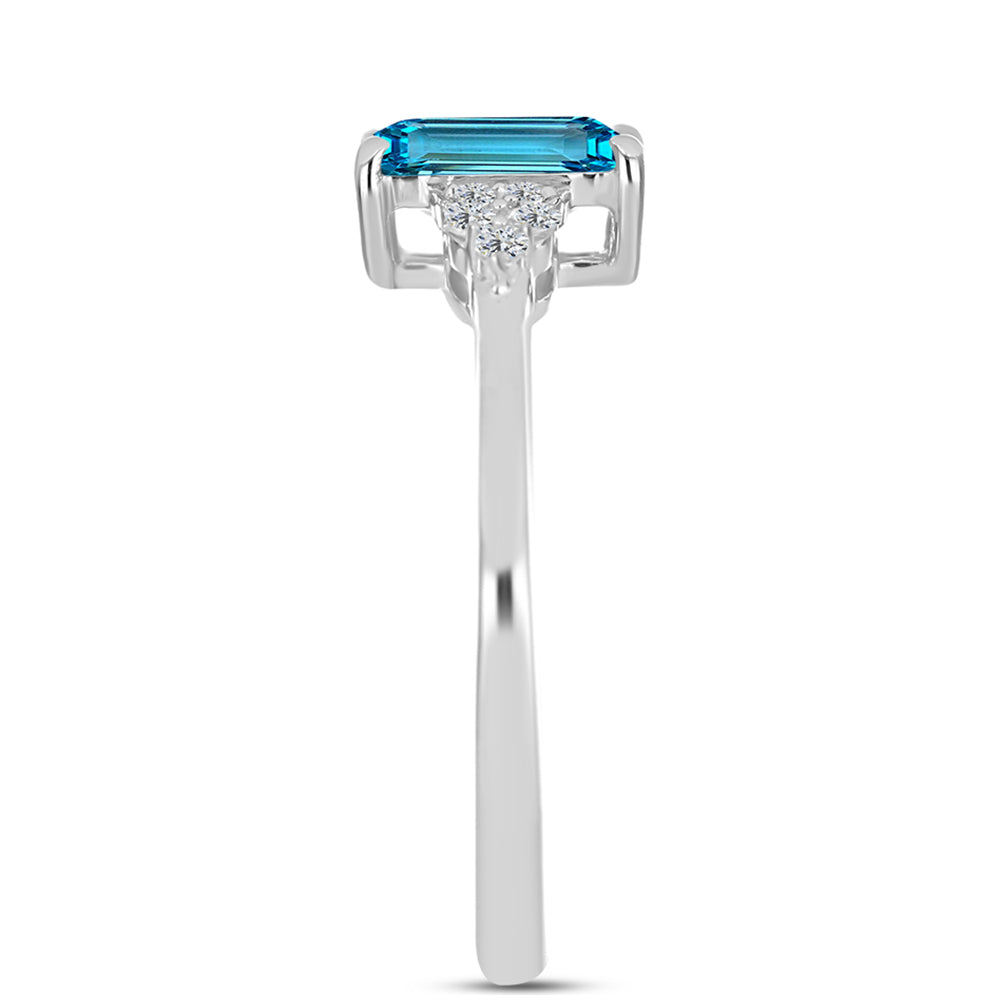 Inel din Argint 925 ( 1.97 grame ) cu Topaz Swiss Blue și Topaz Alb 1.74 Carate
