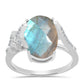 Inel din Argint 925 ( 3.31 grame ) cu Gullgruvene Labradorit și Topaz Alb 5.17 Carate