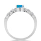 Inel din Argint 925 ( 2.15 grame ) cu Opal Albastru Etiopian Paraiba și Topaz Alb 0.44 Carate