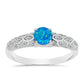 Inel din Argint 925 ( 2.15 grame ) cu Opal Albastru Etiopian Paraiba și Topaz Alb 0.44 Carate