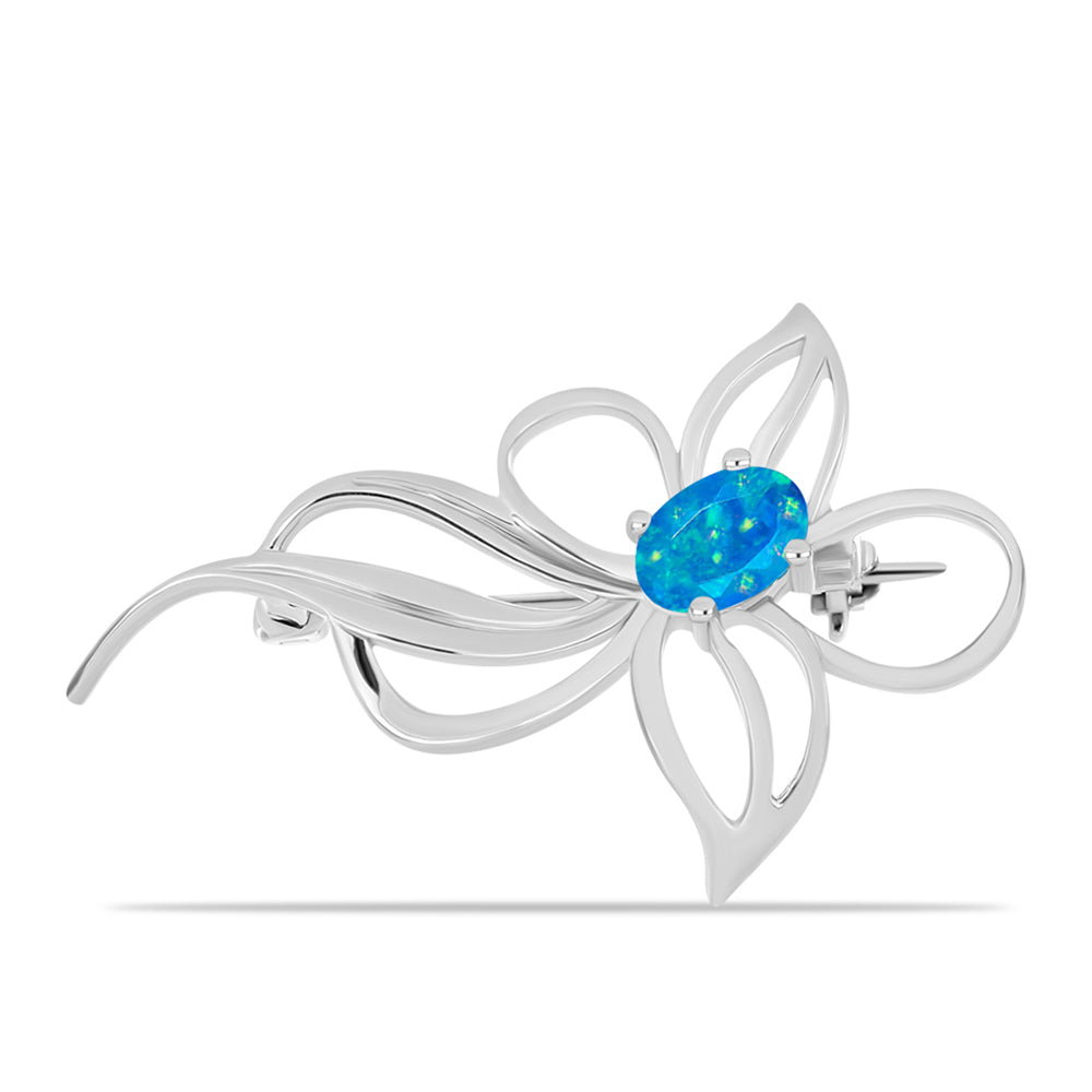Broşă din Argint 925 ( 3.12 grame ) cu Opal Albastru Etiopian Paraiba 0.47 Carate