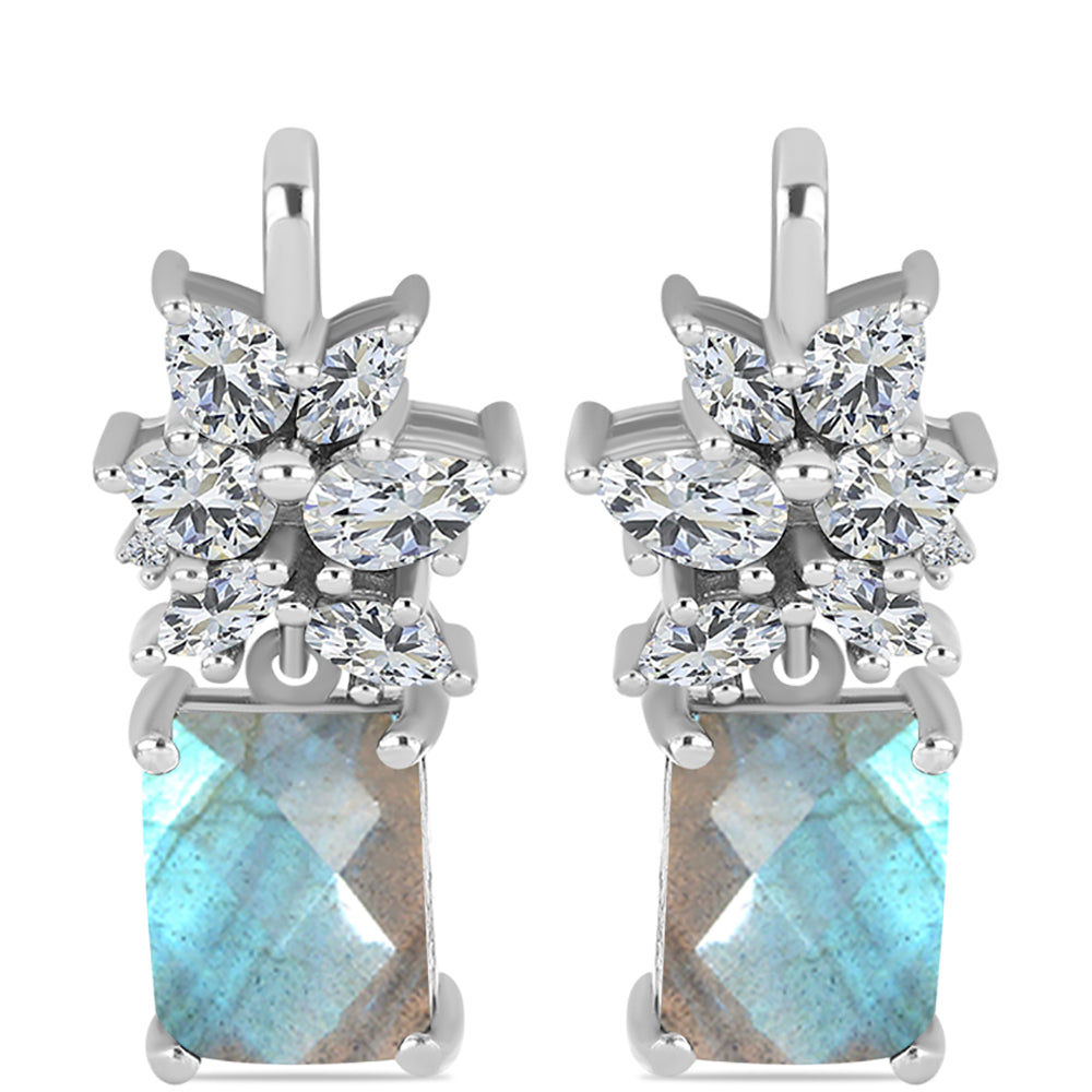 Cercei din Argint 925 ( 4.83 grame ) cu Gullgruvene Labradorit și Topaz Alb 6.17 Carate