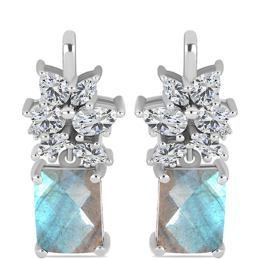 Cercei din Argint 925 ( 4.83 grame ) cu Gullgruvene Labradorit și Topaz Alb 6.17 Carate