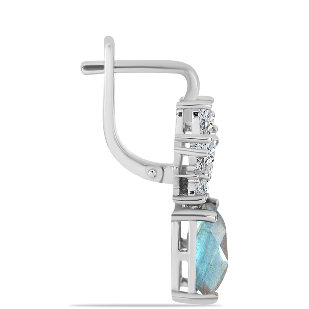 Cercei din Argint 925 ( 4.83 grame ) cu Gullgruvene Labradorit și Topaz Alb 6.17 Carate