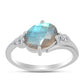 Inel din Argint 925 ( 2.15 grame ) cu Gullgruvene Labradorit și Topaz Alb 1.81 Carate