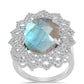 Inel din Argint 925 ( 5.7 grame ) cu Gullgruvene Labradorit și Topaz Alb 8.74 Carate