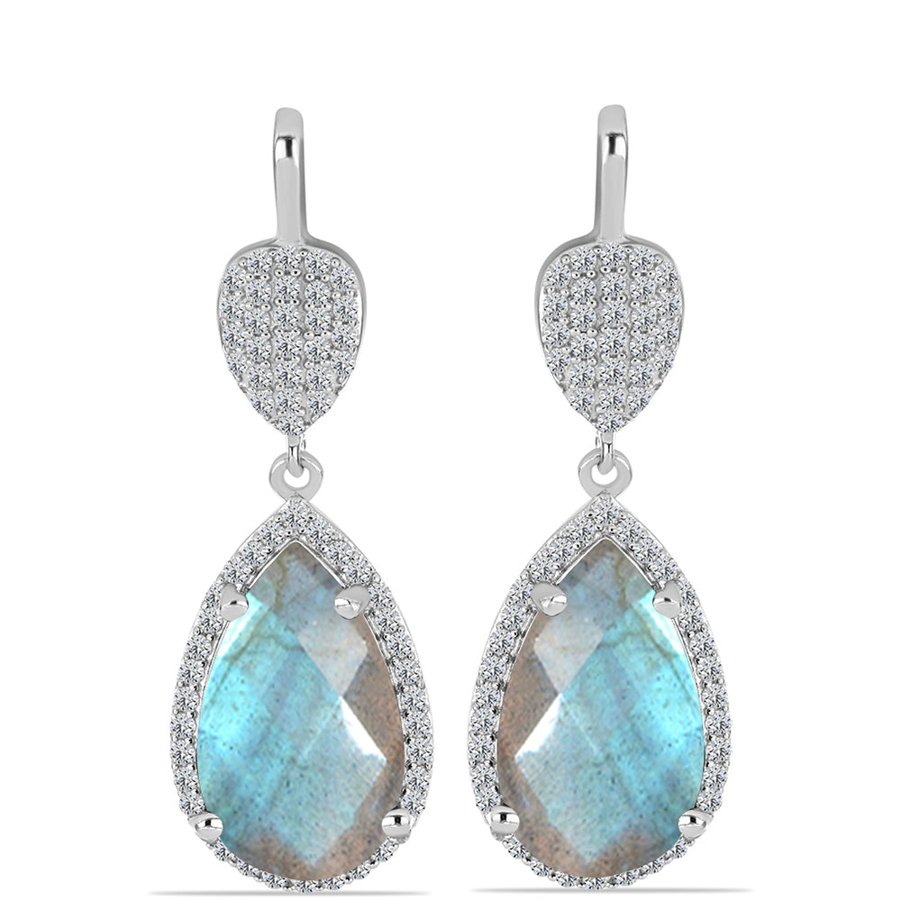 Cercei din Argint 925 ( 4.81 grame ) cu Gullgruvene Labradorit și Topaz Alb 9.31 Carate