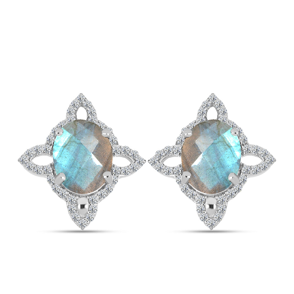 Cercei din Argint 925 ( 4.24 grame ) cu Gullgruvene Labradorit și Topaz Alb 5.21 Carate