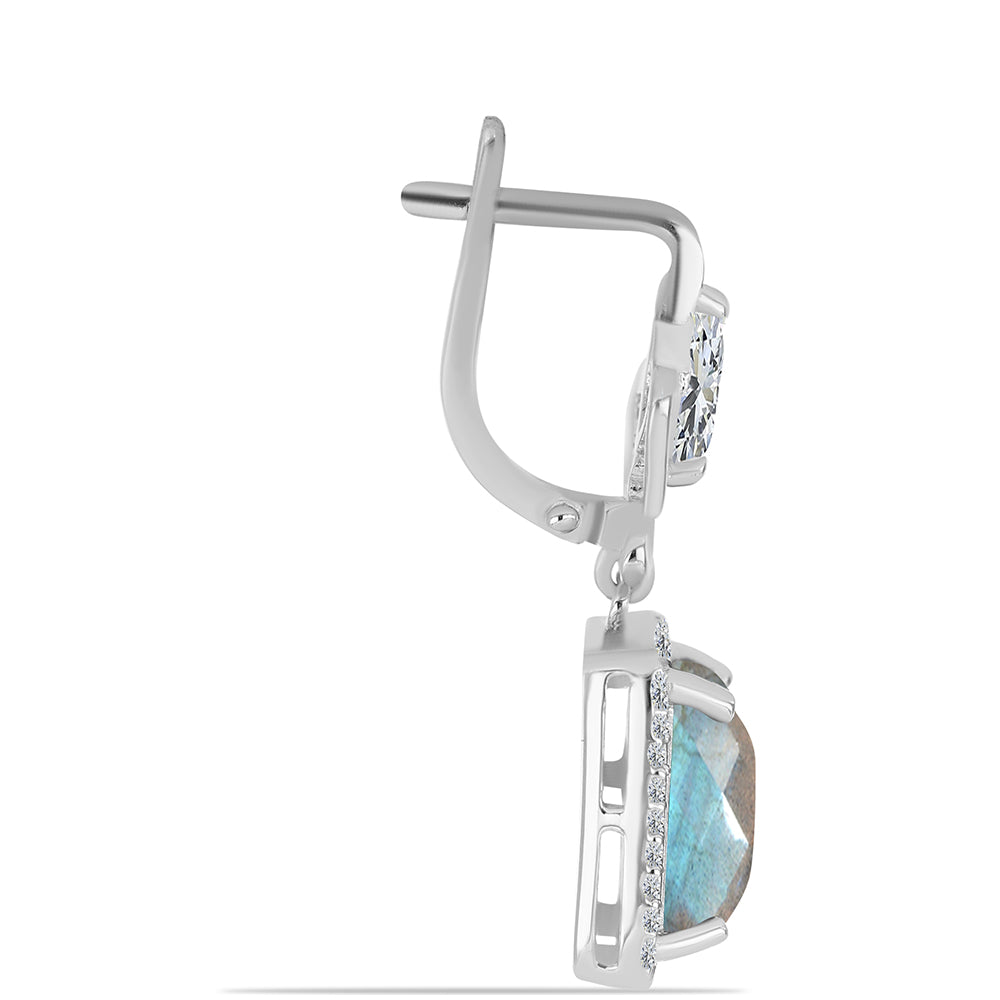 Cercei din Argint 925 ( 5.52 grame ) cu Gullgruvene Labradorit și Topaz Alb 6.85 Carate 2 