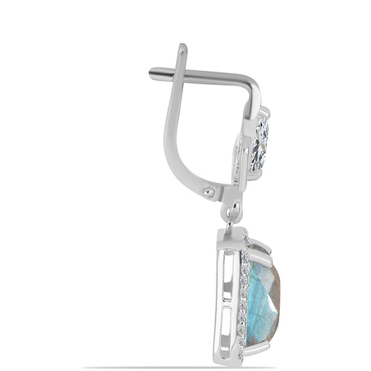 Cercei din Argint 925 ( 5.52 grame ) cu Gullgruvene Labradorit și Topaz Alb 6.85 Carate