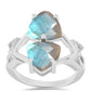 Inel din Argint 925 ( 4.01 grame ) cu Gullgruvene Labradorit și Topaz Alb 4.25 Carate