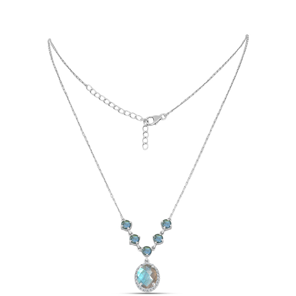 Colier din Argint 925 ( 4.94 grame ) cu Gullgruvene Labradorit 3.86 Carate 1 
