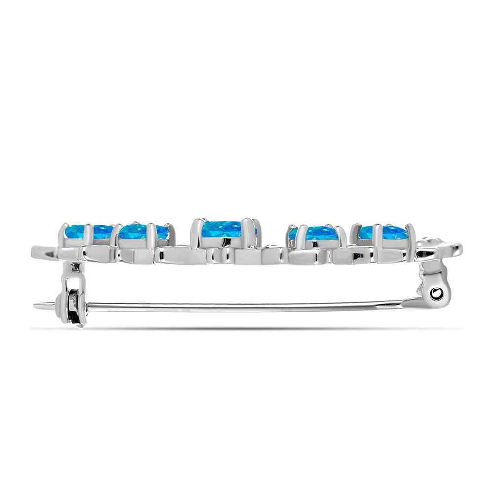 Broşă din Argint 925 ( 4.22 grame ) cu Opal Albastru Etiopian Paraiba 0.82 Carate 2 