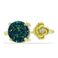 Inel din Argint 925 Placat cu Aur ( 3.17 grame ) cu Drusy Verde și Topaz Alb 2.84 Carate