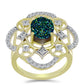 Inel din Argint 925 Placat cu Aur ( 4.6 grame ) cu Drusy Verde și Topaz Alb 3.33 Carate