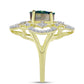 Inel din Argint 925 Placat cu Aur ( 4.6 grame ) cu Drusy Verde și Topaz Alb 3.33 Carate