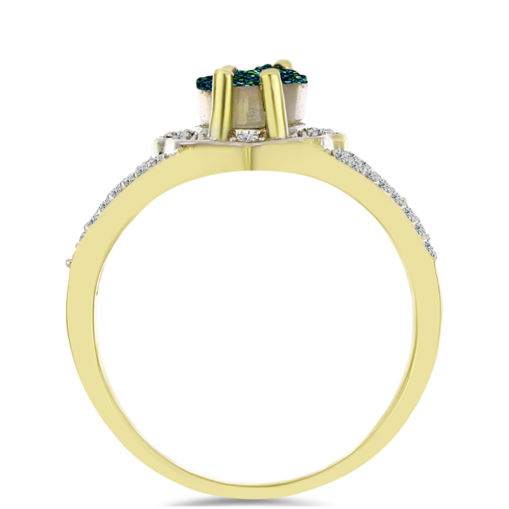 Inel din Argint 925 Placat cu Aur ( 3.52 grame ) cu Drusy Verde și Topaz Alb 3.05 Carate