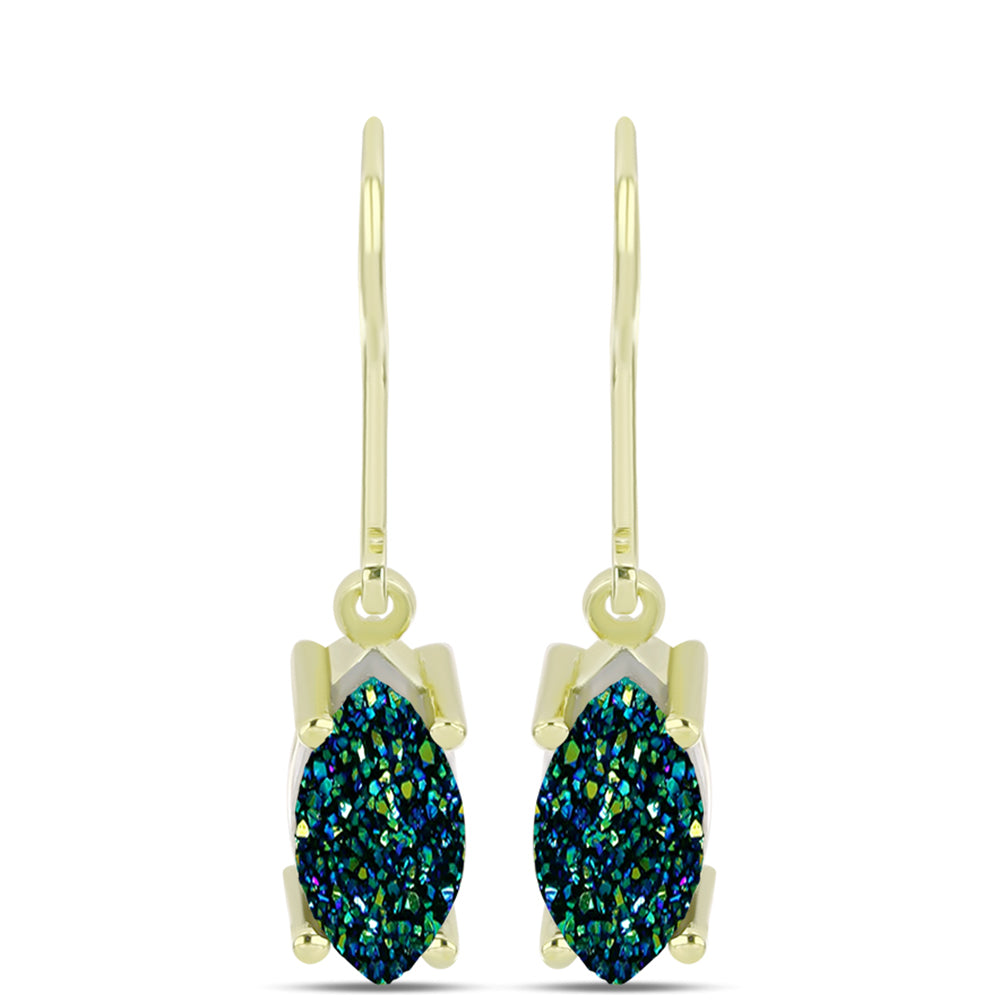 Cercei din Argint 925 Placat cu Aur ( 1.74 grame ) cu Drusy Verde 2.46 Carate