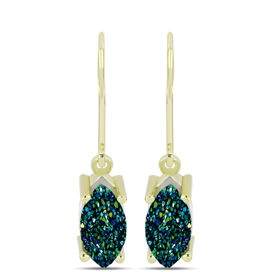 Cercei din Argint 925 Placat cu Aur ( 1.74 grame ) cu Drusy Verde 2.46 Carate