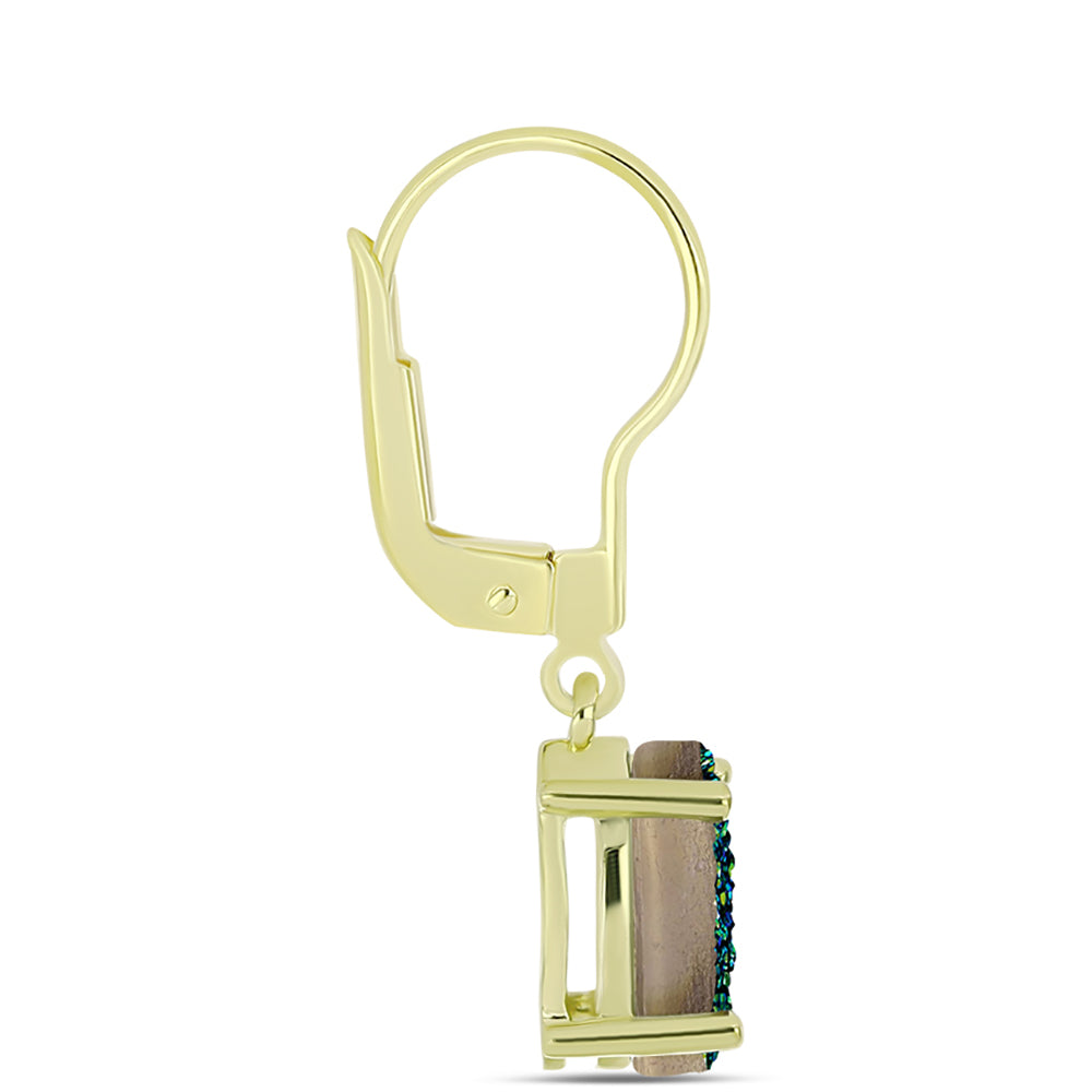 Cercei din Argint 925 Placat cu Aur ( 1.74 grame ) cu Drusy Verde 2.46 Carate 2 