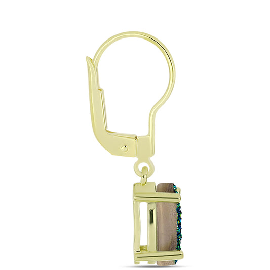 Cercei din Argint 925 Placat cu Aur ( 1.74 grame ) cu Drusy Verde 2.46 Carate
