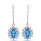 Cercei din Argint 925 ( 2.42 grame ) cu Topaz Swiss Blue și Topaz Alb 2.5 Carate