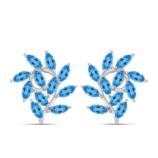 Cercei din Argint 925 ( 4.26 grame ) cu Topaz Swiss Blue 3.48 Carate