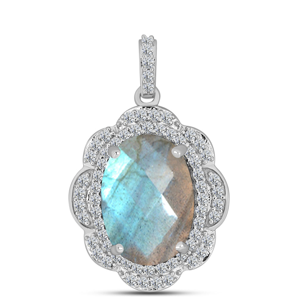 Pandantiv din Argint 925 ( 2.48 grame ) cu Gullgruvene Labradorit și Topaz Alb 5.57 Carate 1 