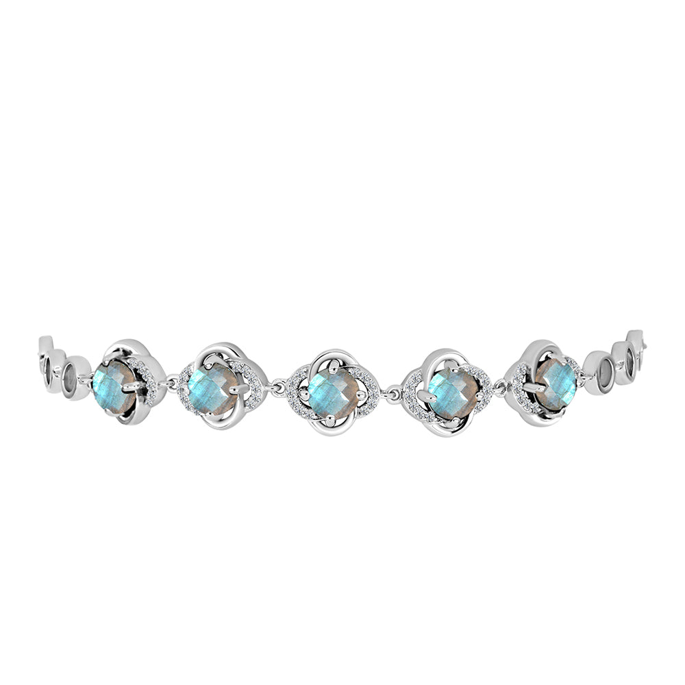 Brățară din Argint 925 ( 8.91 grame ) cu Gullgruvene Labradorit și Topaz Alb 4.78 Carate 2 
