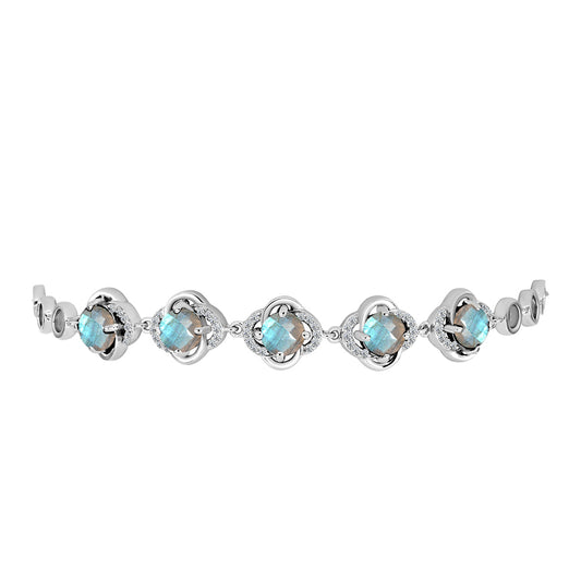Brățară din Argint 925 ( 8.91 grame ) cu Gullgruvene Labradorit și Topaz Alb 4.78 Carate