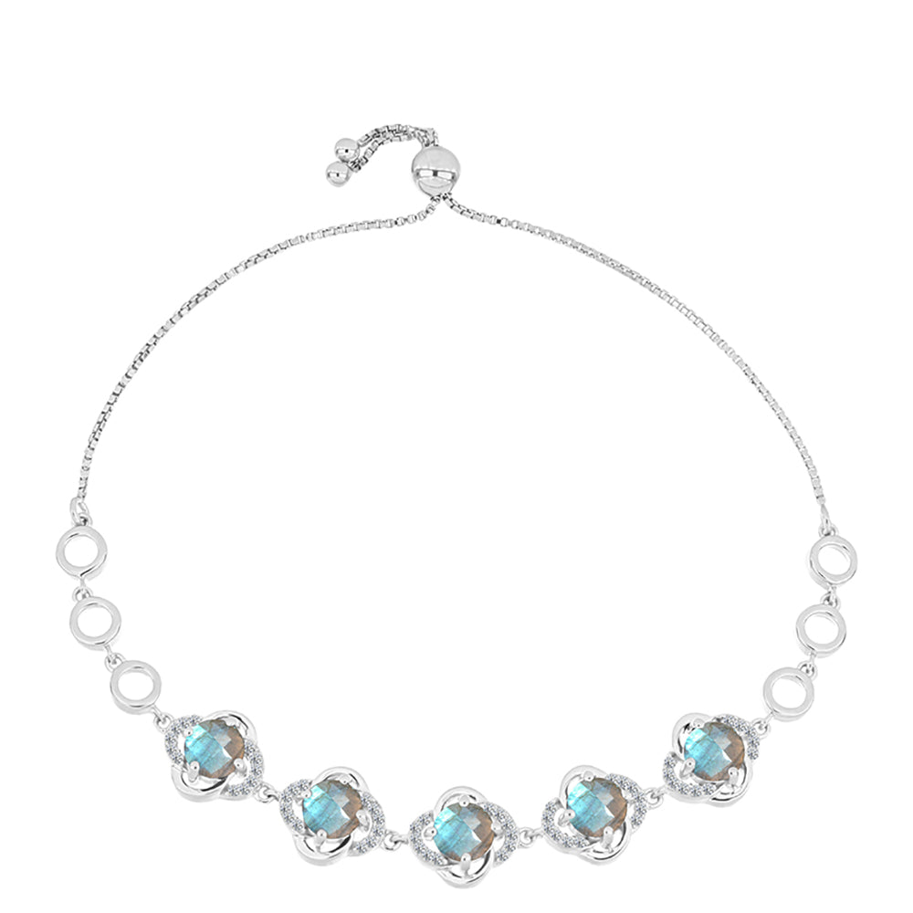 Brățară din Argint 925 ( 8.91 grame ) cu Gullgruvene Labradorit și Topaz Alb 4.78 Carate