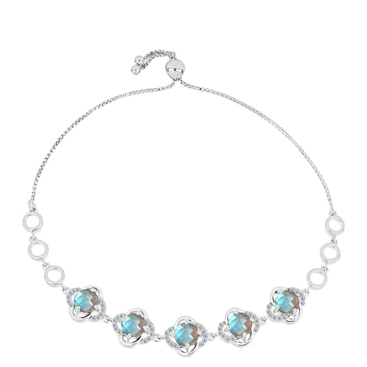 Brățară din Argint 925 ( 8.91 grame ) cu Gullgruvene Labradorit și Topaz Alb 4.78 Carate