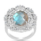 Inel din Argint 925 ( 5.78 grame ) cu Gullgruvene Labradorit și Topaz Alb 5.29 Carate