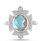 Inel din Argint 925 ( 3.42 grame ) cu Gullgruvene Labradorit și Topaz Alb 2.6 Carate