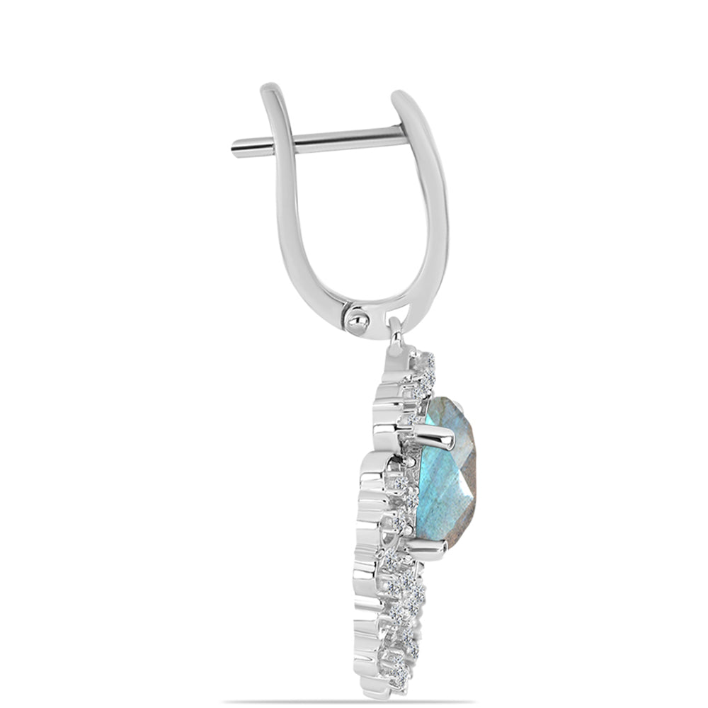 Cercei din Argint 925 ( 6.71 grame ) cu Gullgruvene Labradorit și Topaz Alb 5.15 Carate