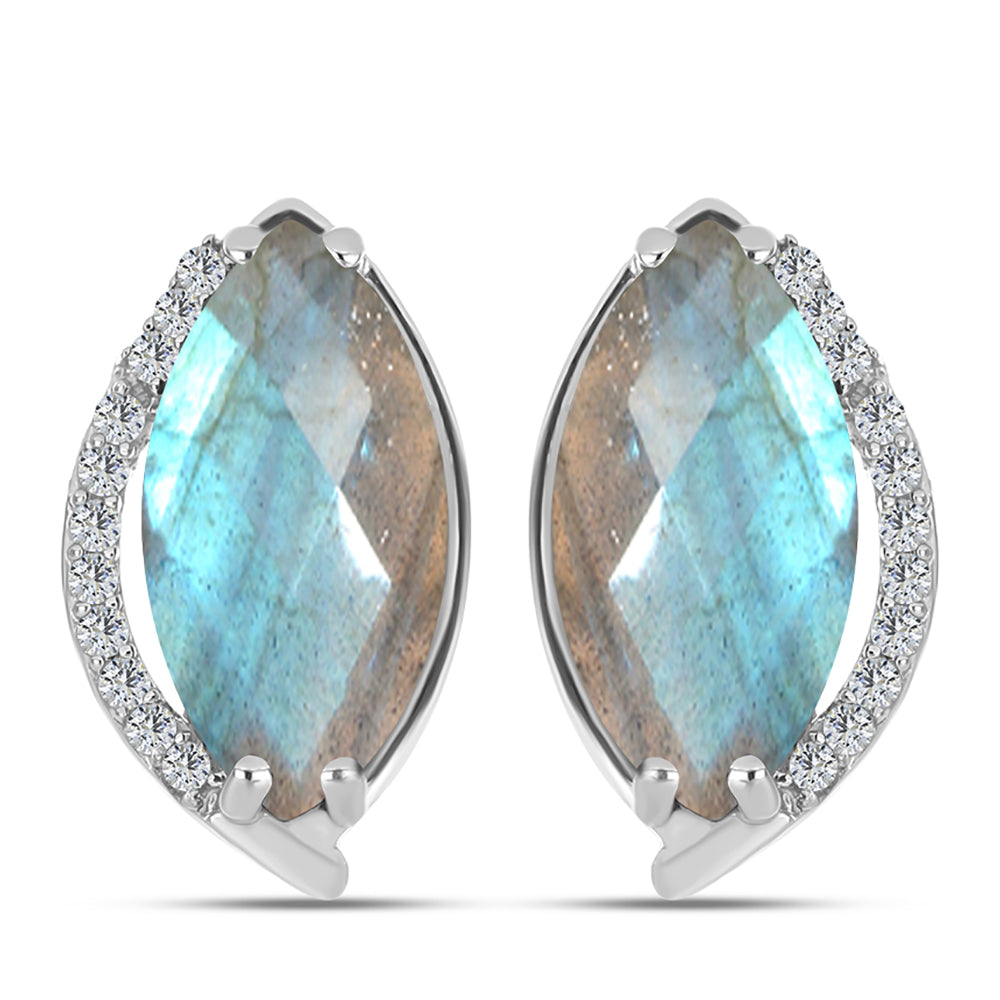 Cercei din Argint 925 ( 4.97 grame ) cu Gullgruvene Labradorit și Topaz Alb 6.97 Carate