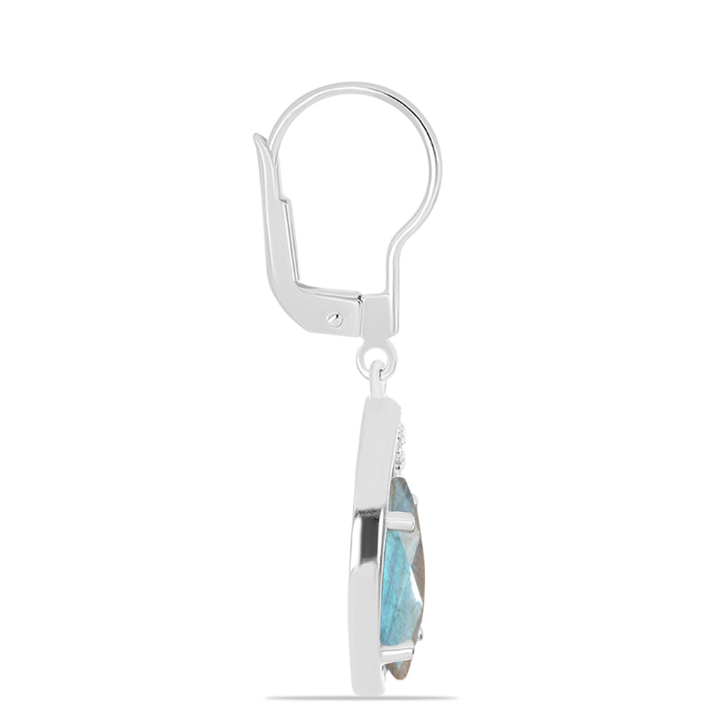 Cercei din Argint 925 ( 3.98 grame ) cu Gullgruvene Labradorit și Topaz Alb 3.27 Carate 2 