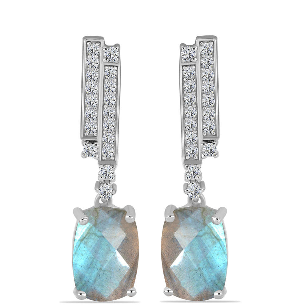 Cercei din Argint 925 ( 4.45 grame ) cu Gullgruvene Labradorit și Topaz Alb 6.63 Carate