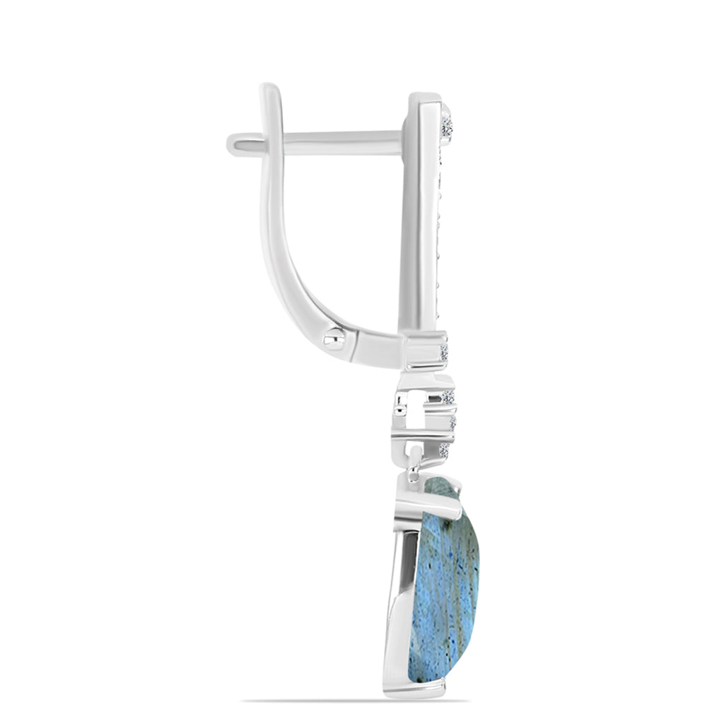 Cercei din Argint 925 ( 4.45 grame ) cu Gullgruvene Labradorit și Topaz Alb 6.63 Carate